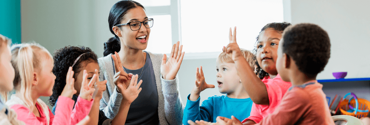 teacher with preschoolers